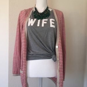 Talbots Size M Striped Cardigan